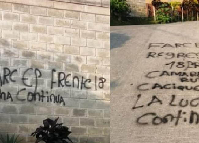  El temor que dejaron los graffitis pintados por las disidencias de Farc en Ituango